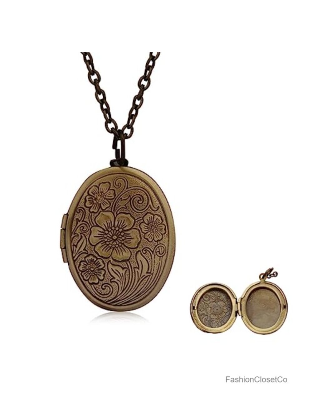 Retro Flower Locket Pendant Necklace Memorial Keepsake Photo Locket